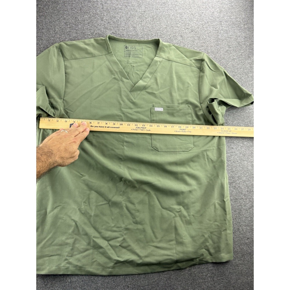 FIGS‎ Scrub Top Mens Sz 2XL Green Leon Technical Collection V-Neck Pocket FM1500 - Picture 7 of 16